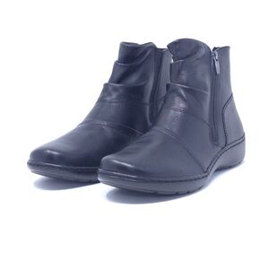 New Clarks Collection Cora Pace Ankle Boot Black Leather Medium